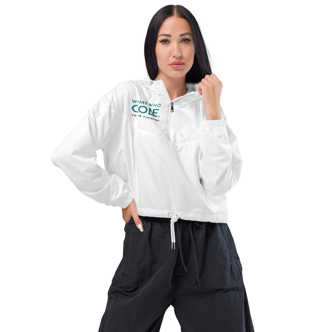 WWCode to the Finish Line White Women’s cropped windbreaker