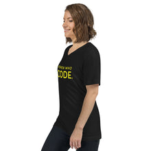WWCode Black with Yellow Unisex Short Sleeve V-Neck T-Shirt